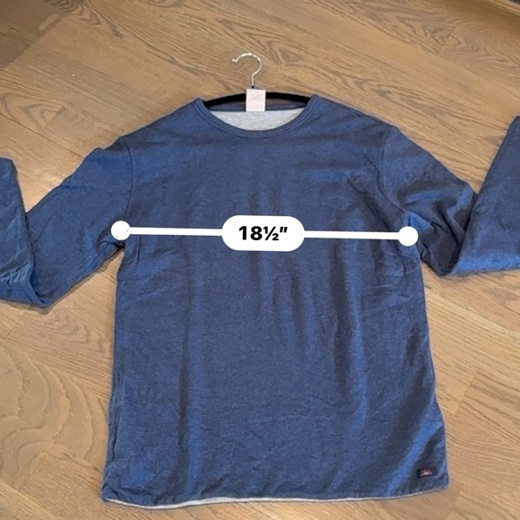 FAHERTY cloud reversible crew shirt in medium M grey heather / navy cream - Picture 17 of 17